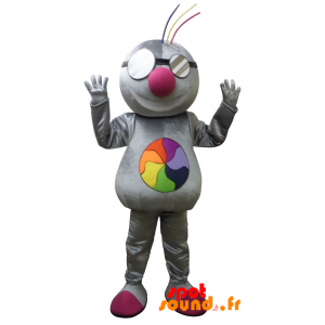 Grå muldvarp maskot med en regnbue - Spotsound maskot