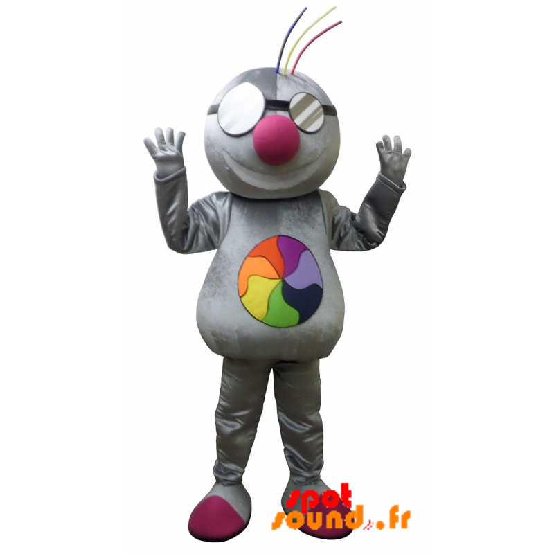 Taupe Gray Mascot With Rainbow Sky - MASFR034230 - mascotte