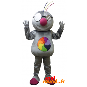 Taupe Gray Mascot With Rainbow Sky - MASFR034230 - mascotte