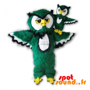 Mascot Chartreuse. Green Owl Mascotte, Wit En Zwart - MASFR034231 - mascotte