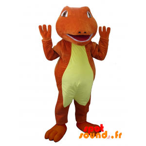 Rød og gul krokodille maskot. Dinosaur maskot - Spotsound maskot