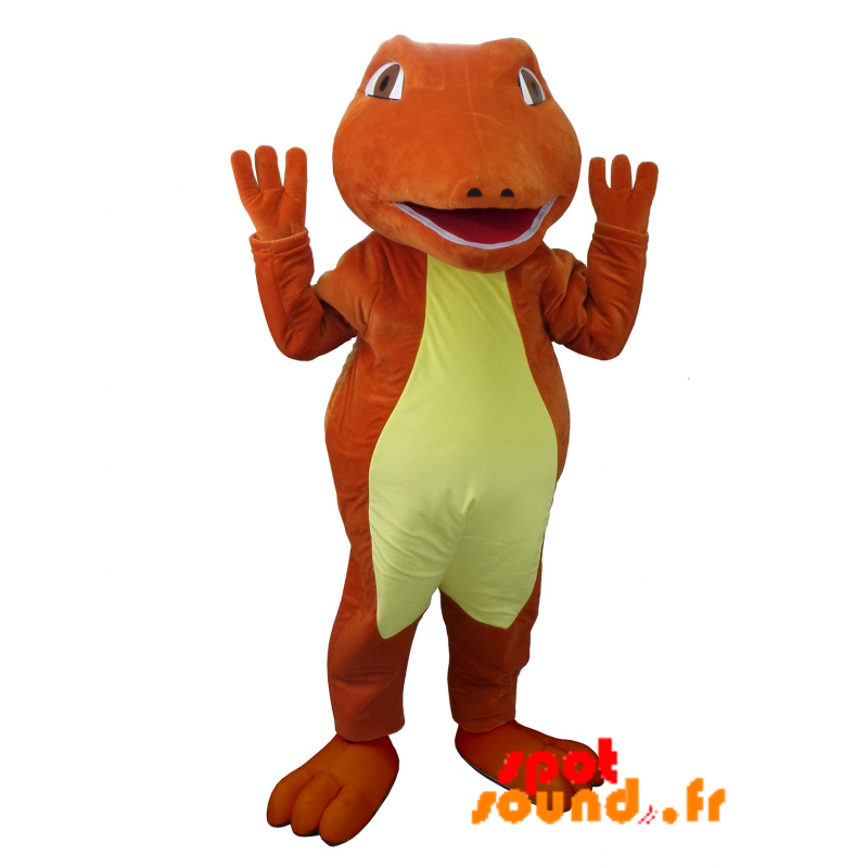 Rød og gul krokodille maskot. Dinosaur maskot - Spotsound maskot