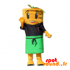 Orange Carrot Mascot With A Polo Shirt And Apron - MASFR034239 - Mascot of vegetables