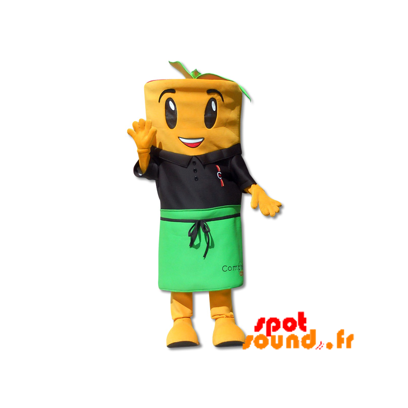 Mascotte de carotte orange avec un polo et un tablier - MASFR034239 - Mascotte de légumes