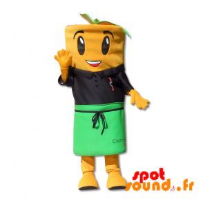 Mascotte de carotte orange avec un polo et un tablier - MASFR034239 - Mascotte de légumes