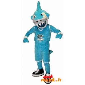 Mascot Blue And White Shark In Fierce - MASFR034248 - mascotte