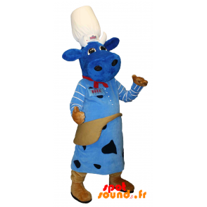 Mascot Blue Cow With A Cap. Macotte Duke Factory - MASFR034253 - Mascot cow