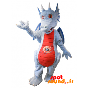 Blå och röd drakmaskot. Fantastisk maskot - Spotsound maskot