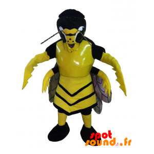 Mascotte de frelon, de guêpe jaune et noire, effrayante - MASFR034274 - Mascottes Insecte