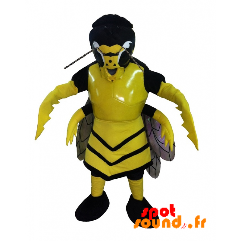 Mascotte de frelon, de guêpe jaune et noire, effrayante