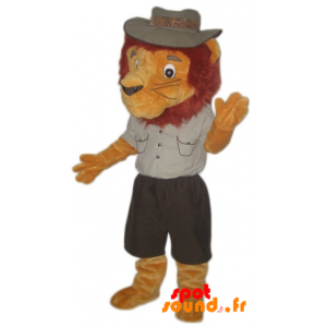 Lion maskot klædt i opdagelsesudstyr - Spotsound maskot