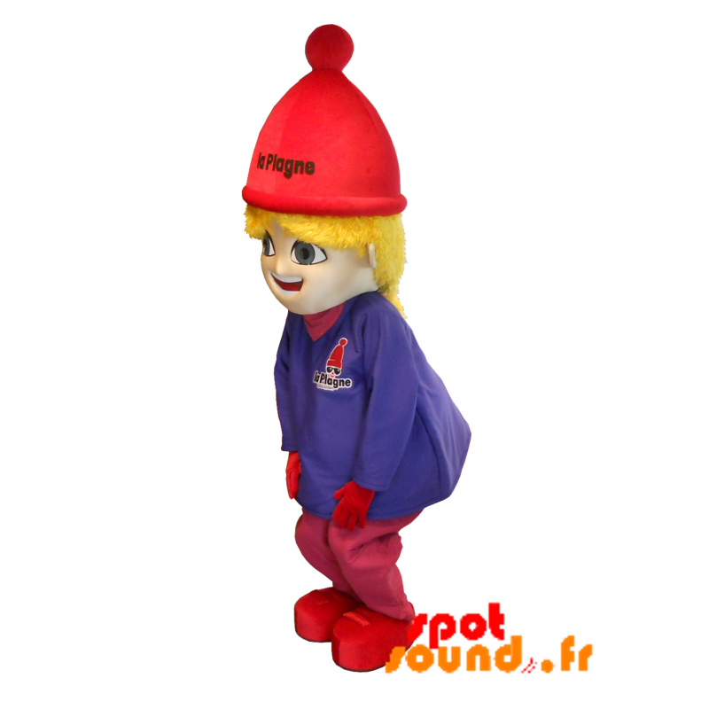 La Plagne maskot. Maskot blond pige i ski-outfit - Spotsound