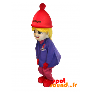 Mascotte La Plagne. Mascotte de fille blonde en tenue de ski - MASFR034289 - Mascottes Homme