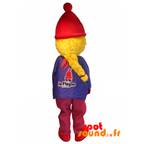 Mascotte La Plagne. Mascotte de fille blonde en tenue de ski - MASFR034289 - Mascottes Homme