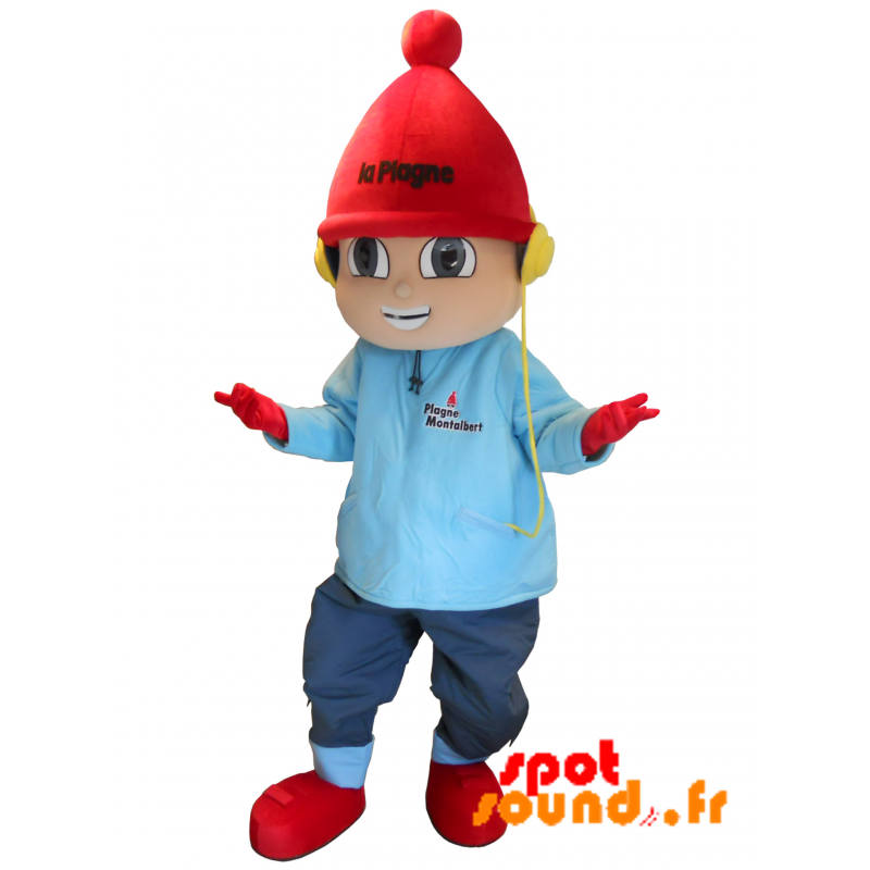 Boy Mascot Dressed In Winter Attire. La Plage - MASFR034290 - mascotte Boy Mascot Dressed In Winter Attire. La Plage - MASFR034290 - mascotte