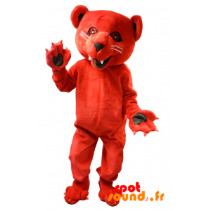 rugido de la mascota del oso rojo e intimidante
