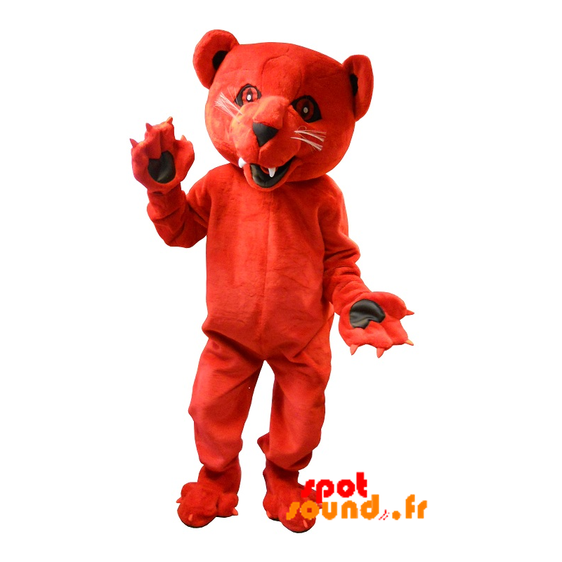 Mascotte d'ours rouge rugissant et intimidant - MASFR034293 - Mascotte d'ours