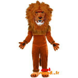 Mascotte de lion marron avec une grande crinière - MASFR034294 - Mascottes Lion