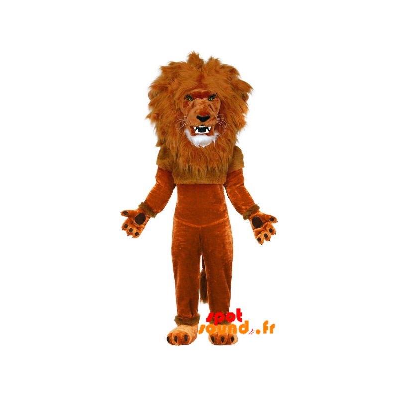 Brown Lion Mascot With Great Mane - MASFR034294 - Lion mascots