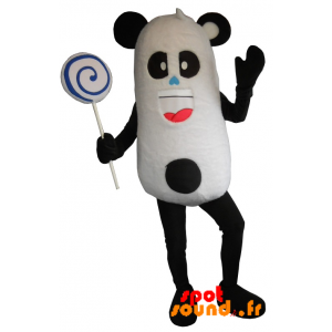 Mascot Svart Og Hvit Panda, Moro
