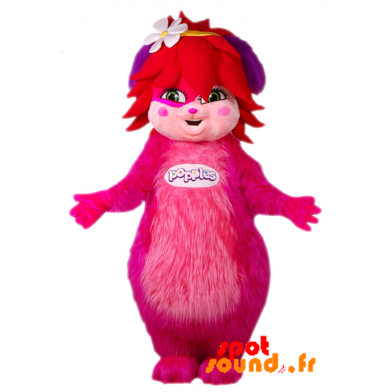 Mascot Popples Feminine, Pink And Hairy. Pink Creature - MASFR034323 - Mascots famous characters