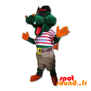 Mascotte de crocodile vert en tenue de pirate - MASFR034335 - Mascottes Crocodile