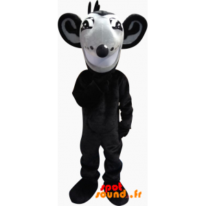Mascotte de rat gris et noir avec de grandes oreilles - MASFR034345 - Mascotte de souris