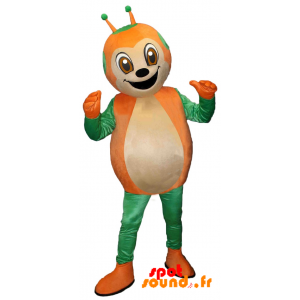 Mascotte de coccinelle verte et orange, mignonne et souriante