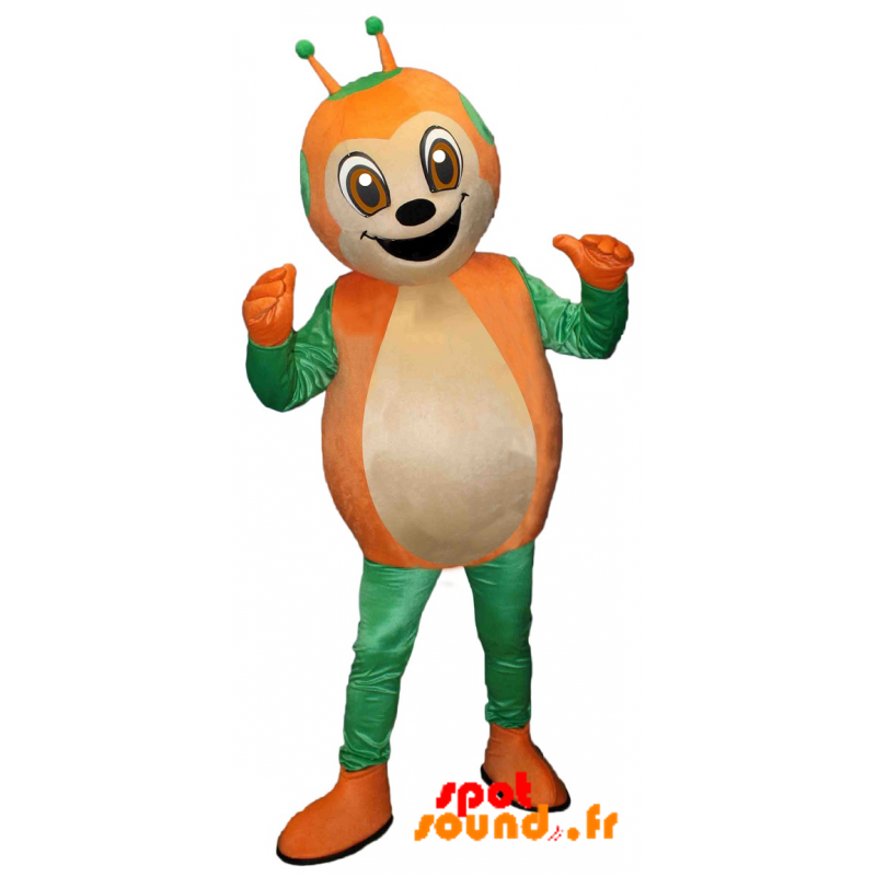 Mascot Green And Orange Ladybug, Cute And Smiling - MASFR034349 - Mascots insect