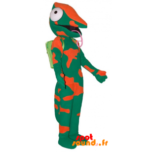 Mascot Kameleon Grønn Og Oransje, Med En Stor Tunge - MASFR034350 - mascotte