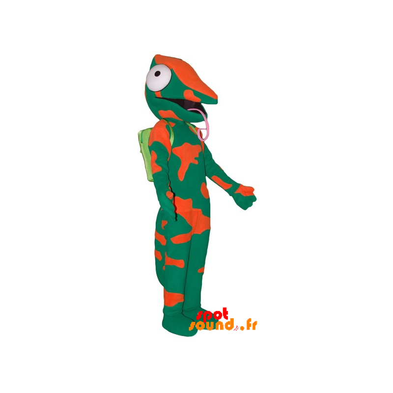 Mascot Chameleon Green And Orange, With A Large Tongue - MASFR034350 - Animals of the forest