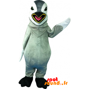 Mascotte de pingouin gris et blanc. Pingouin géant - MASFR034352 - Mascottes Pingouin