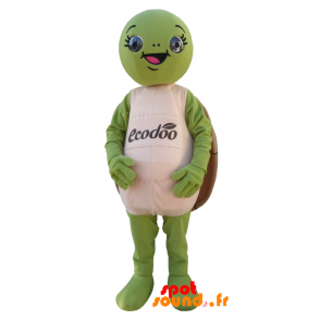 Mascotte de tortue verte et marron, ronde et rigolote - MASFR034360 - Mascottes Tortue