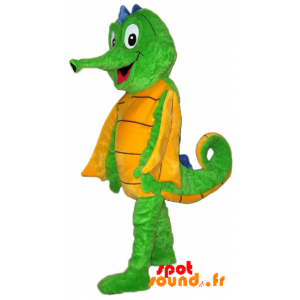 Mascot Green And Yellow Seahorse, Funny And Colorful - MASFR034361 - Mascots of the ocean