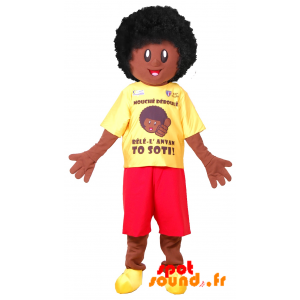 Afro Boy Maskot. Av Afrikansk Mascot
