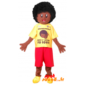 Afro Boy μασκότ. της Αφρικής Μασκότ - Ο άνθρωπος μασκότ - MASFR034365 - SpotSound.fr