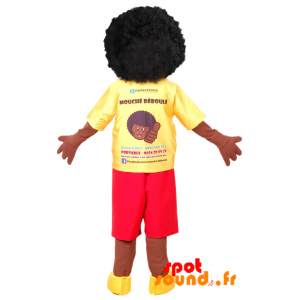 Afro Boy Maskotti. Of Afrikkalainen Mascot - MASFR034365 - mascotte