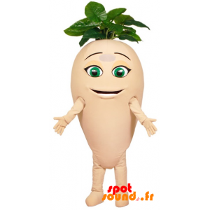 Mascotte de navet, de radis géant avec des feuilles - MASFR034373 - Mascotte de légumes
