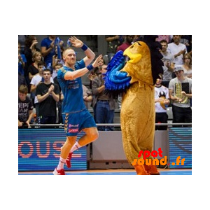 Mascot καφέ και μπλε αετός. μασκότ όρνιο - MASFR034372 - mascotte