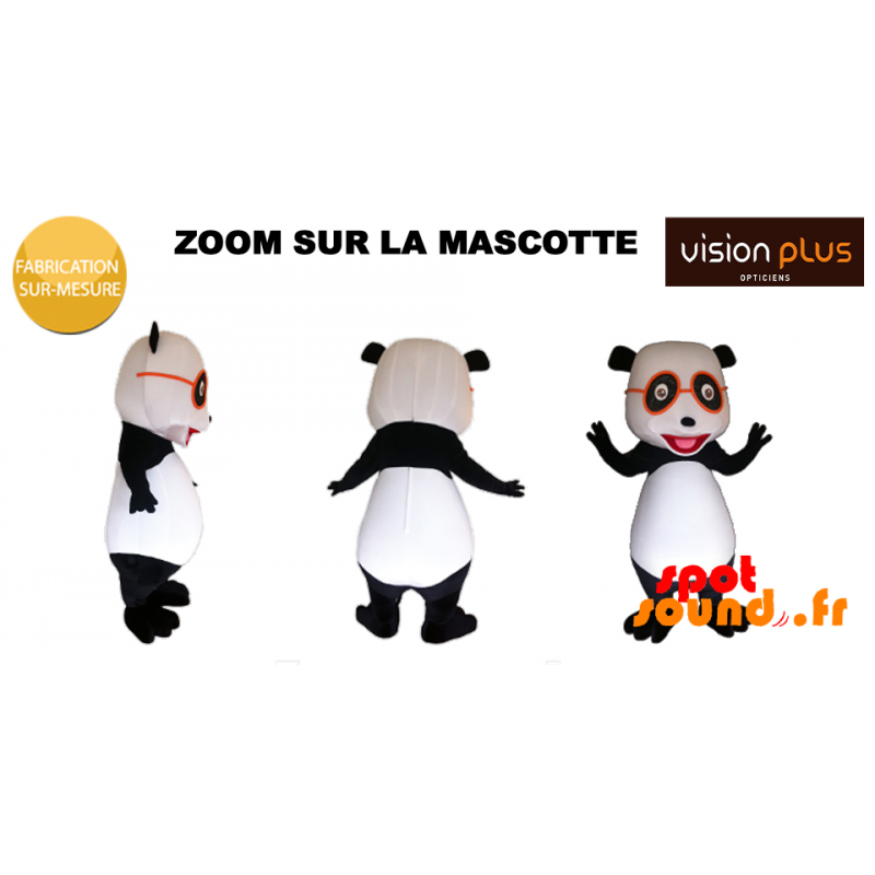 Mascotte de panda géant avec des lunettes orange - MASFR034379 - Mascotte de pandas