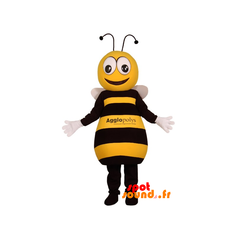 Mascotte d'abeille jaune et noire, mignonne et attendrissante - MASFR034381 - Mascottes Abeille