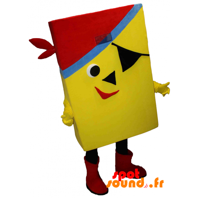 Mascotte jaune et rectangulaire de pirate Mascotte jaune et rectangulaire de pirate