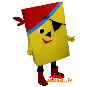 Mascotte jaune et rectangulaire de pirate