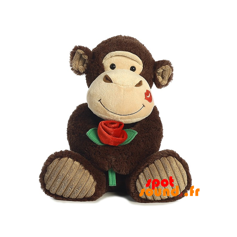 peluche singe rose