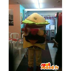 Hamburger mascot - Yummy burger sandwich - Express Delivery - MASFR00253 - Fast food mascots