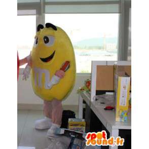 Maskot žlutá M & M - známou Candy mm plastická maskot! - MASFR00474 - Celebrity Maskoti