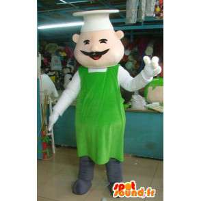 Mascotte Chef cuisinier - Tablier vert - Accessoires chinois  - MASFR00292 - Mascottes Homme
