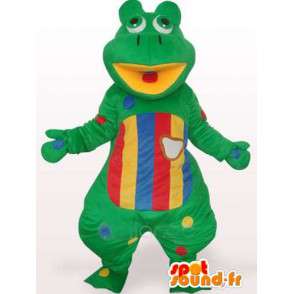 Grüner Frosch-Maskottchen mit gelben und roten Farben dekoriert - MASFR00265 - Maskottchen-Frosch