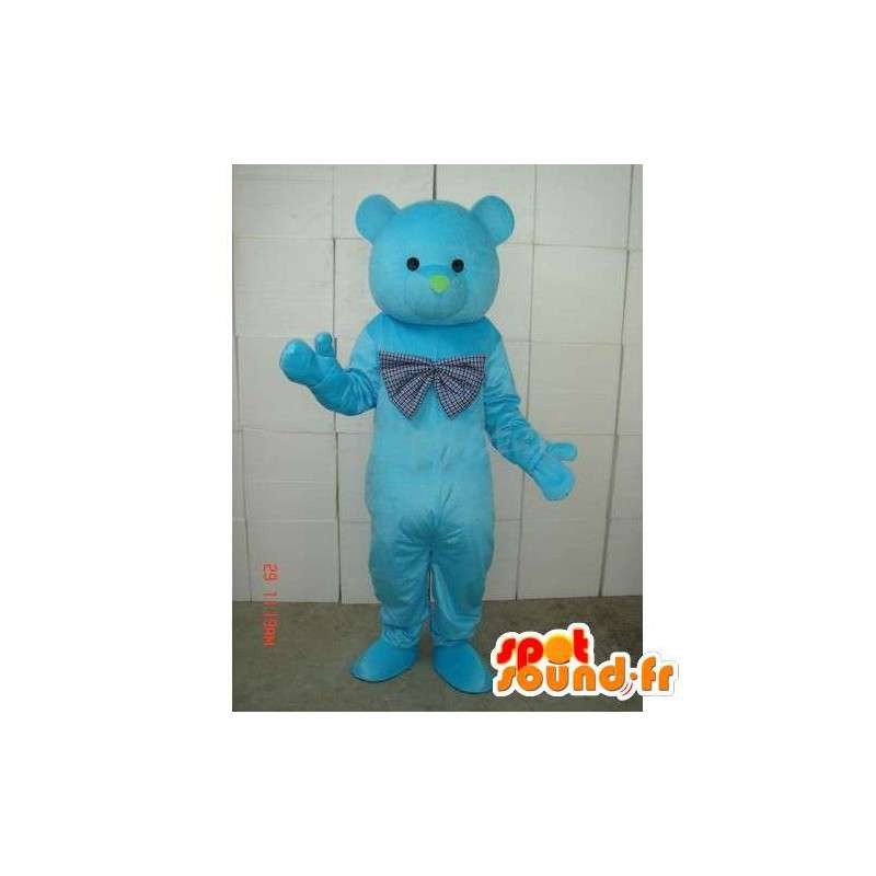 Blau-Maskottchen Teddy Bear - blau Holz - Kostüm Plüsch - MASFR00267 - Bär Maskottchen