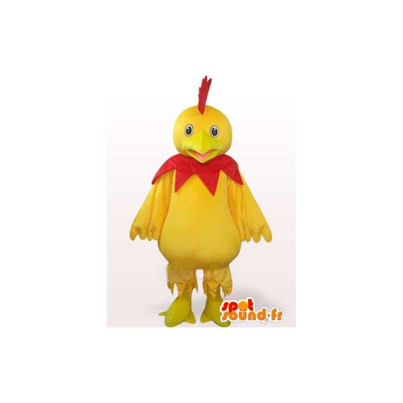 Yellow and red rooster mascot - Ideal for sports team or evening - MASFR00242 - Mascot of hens - chickens - roaster